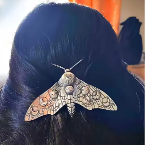 Moon Phase Moth Hair Clip