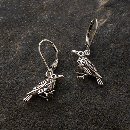 "Poe" Raven Leverback Earrings