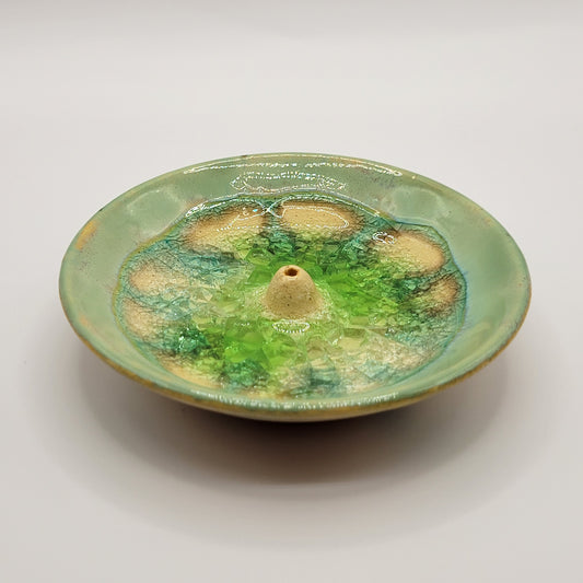 Incense Burner with Crackled Glass