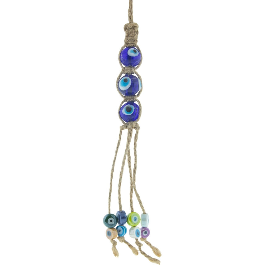 Triple Evil Eye Talisman Hemp Rope w/ Tassels