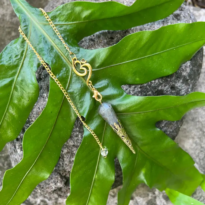 Labradorite Gold Om "Moon Energy" Pendulum