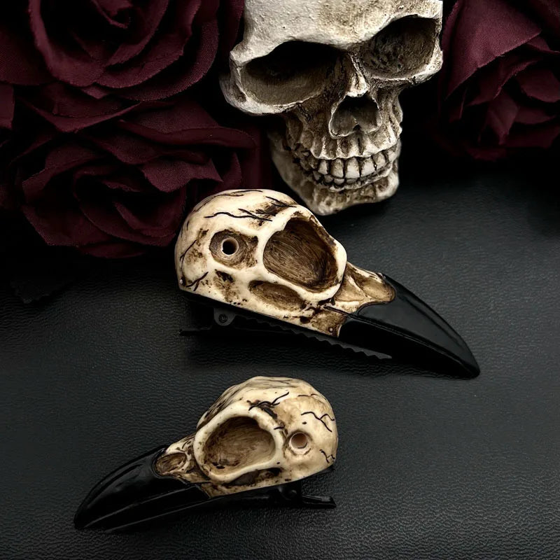 Raven Skull Hair Clip