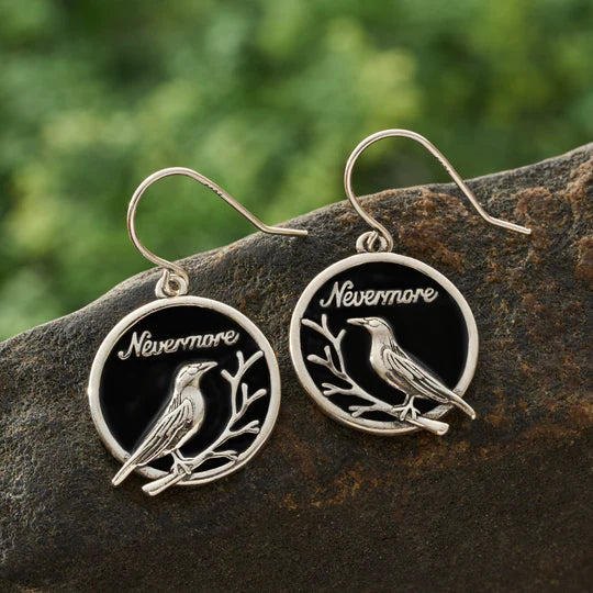 "Nevermore" Raven Branch Earrings