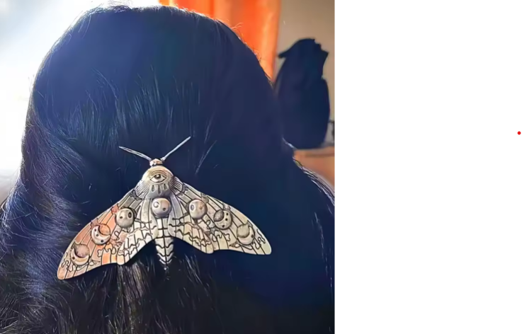 Moon Phase Moth Hair Clip