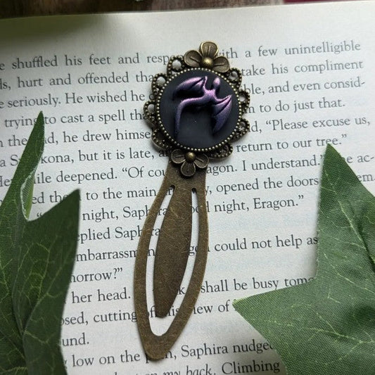 Purple Dragon Bookmark - Handmade Polymer Clay and Brass