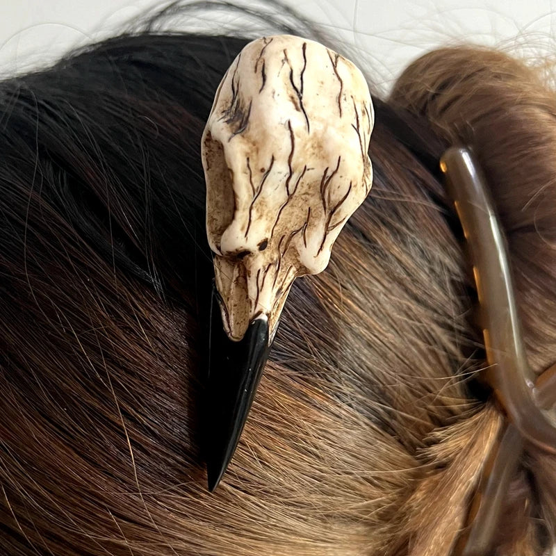 Raven Skull Hair Clip