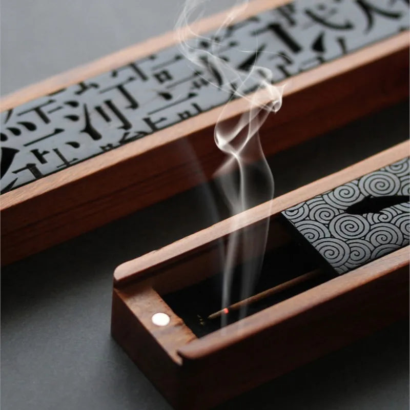 Carved Wood Incense Box Burner