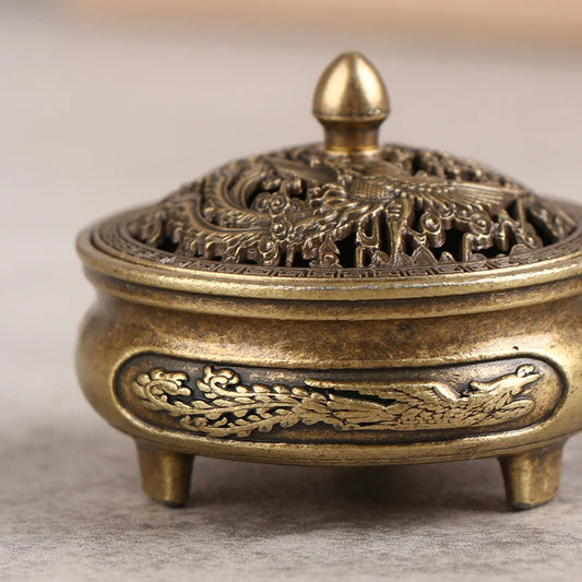 Brass Lotus Incense Burner with Lid