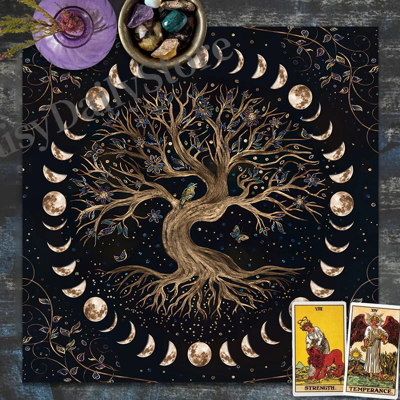 Tree of Life Moon Phase Altar Cloth