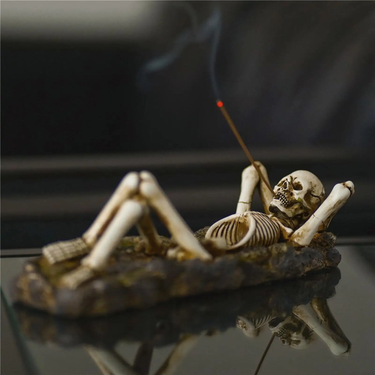 Lounging Skeleton Incense Burner