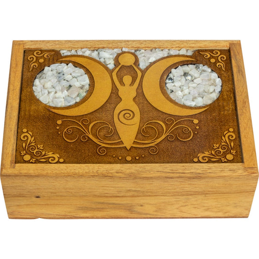 Moon Goddess Etched Wooden Box