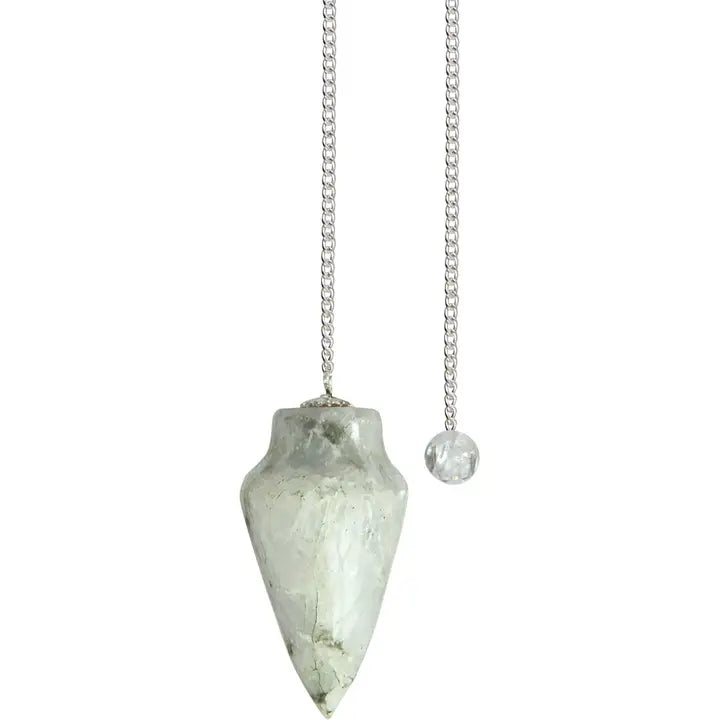 Curved Rainbow Moonstone Pendulum