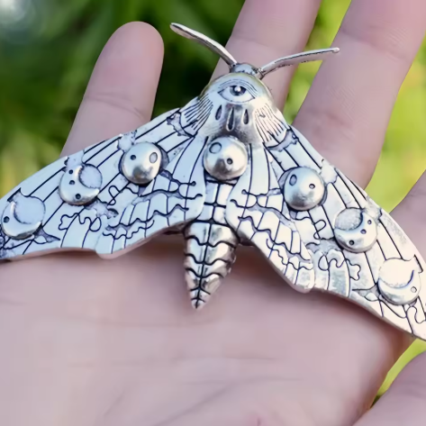 Moon Phase Moth Hair Clip